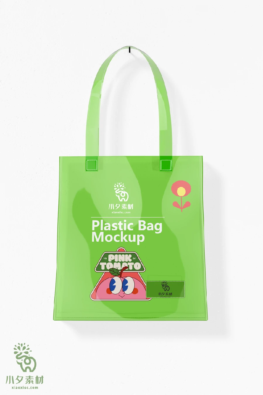 透明塑料PVC购物袋手提袋VI智能贴图文创样机模板PSD分层设计素材【001】